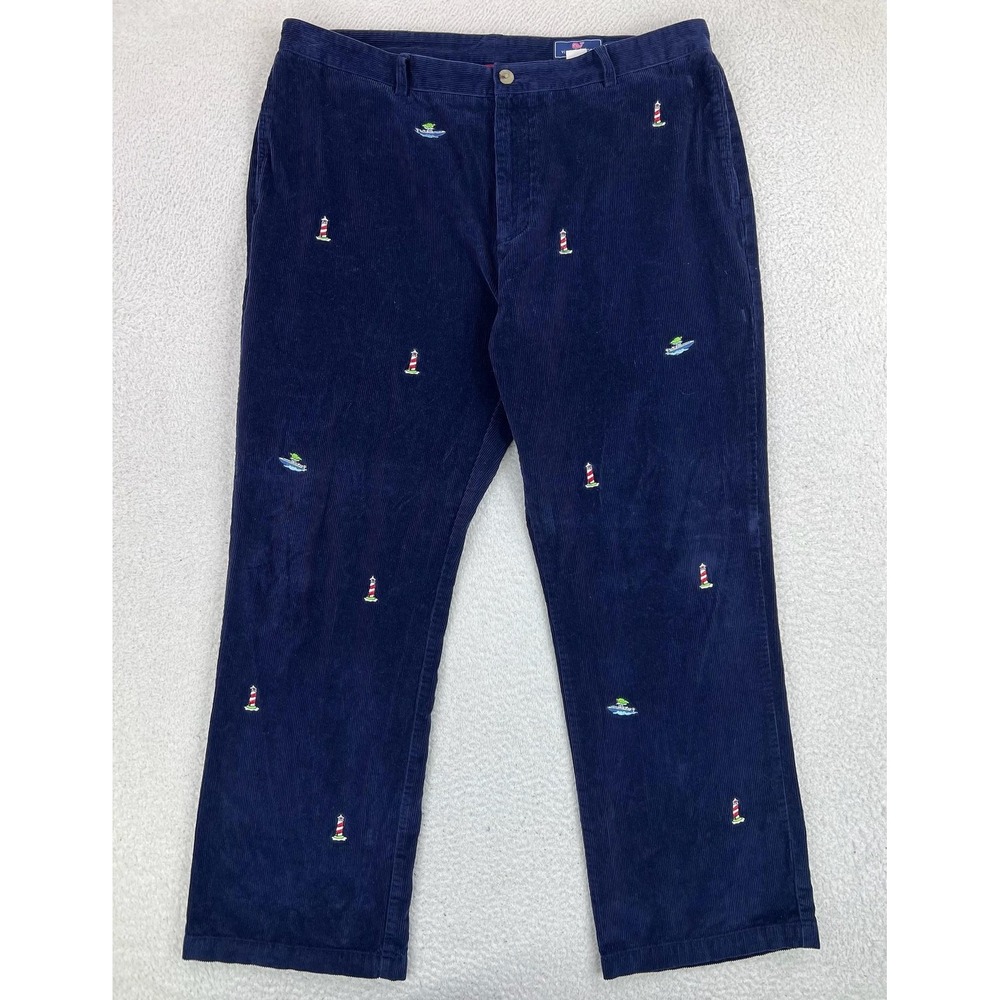 Vineyard Vines Pants Mens 40x32 Blue Corduroy Chino Lighthouse Boat Nautical
